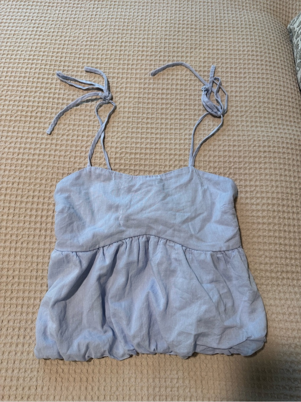 Light Blue Tie-Shoulder Crop Top